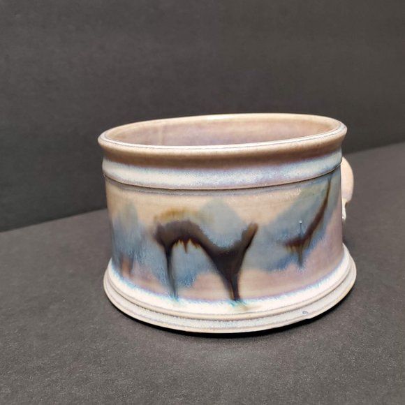 Edgecomb Potters Studio Pottery Bowl, Handmade Side Handle Dish, Beige Purple - Picture 6 of 8